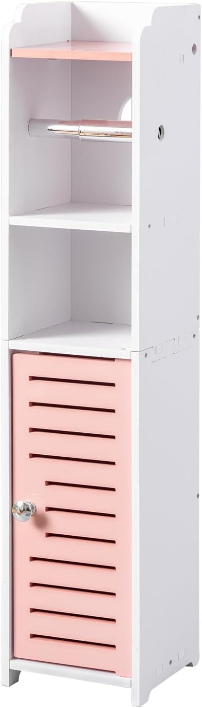 Compact Toilet Paper Storage Cabinet - Rose Dawn & White