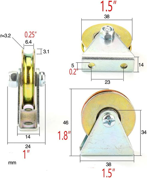Chiloskit 1.5" Bearing Wheel Wire Rope Pulley Block with Triangular Bracket, 300LB Capacity