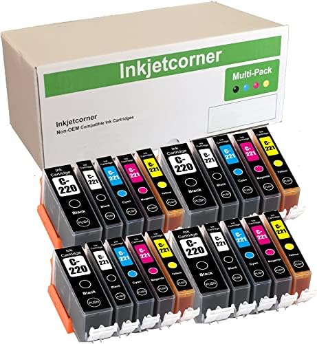 Inkjetcorner Compatible Ink Cartridges Replacement for PGI-220 CLI-221, MP560 MX870 MX860 MP640 iP4700 (20-Pack)