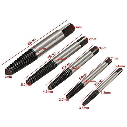 OriGlam 5PCS Screw Extractor Easy Out Set, Drill Bits for Broken Bolt Removal, 3-9mm