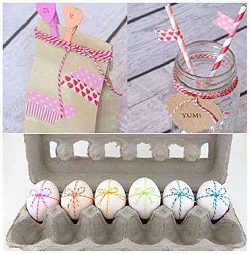jijAcraft Pink and White Twine String, 328 Feet Christmas Bakers Twine, 2MM Heavy Duty Packing String