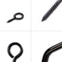 191pcs Screw Eyes Zinc Plated Metal Eye Hook Screw, Self Tapping Screws, 9 Sizes, Color Black