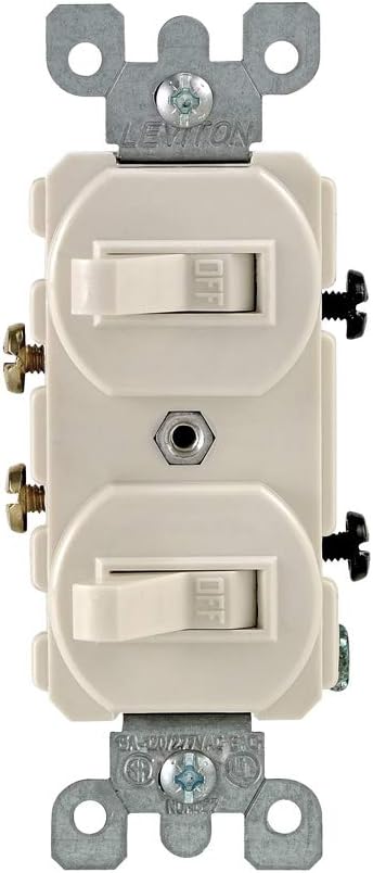 Leviton 5224-2T 15 Amp, 120/277 Volt, Duplex Style Single-Pole/Single-Pole AC Combination Switch, Grounding, Light Almond by Leviton