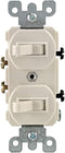 Leviton 5224-2T 15 Amp, 120/277 Volt, Duplex Style Single-Pole/Single-Pole AC Combination Switch, Grounding, Light Almond by Leviton