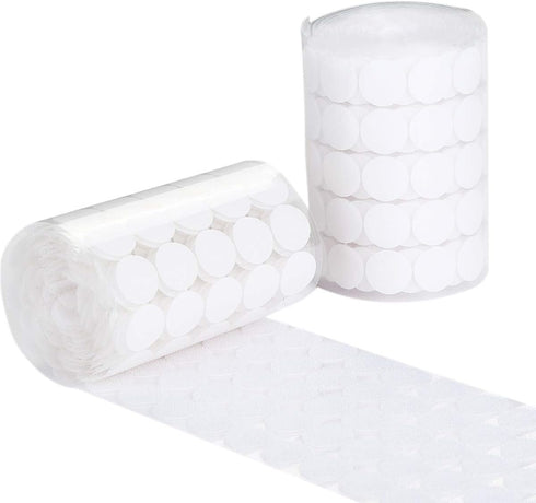White Self Adhesive Dots 1000pcs (500 Pairs) 3/4" Diameter Hook and Loop Dots for School, Office