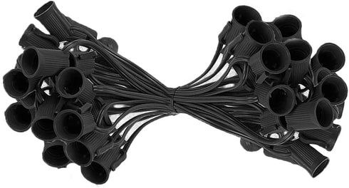50FT C9 E17 12" C9 Set Light String Christmas Stringer, Light Sockets Spacing, Stringer Black Outdoor String Light