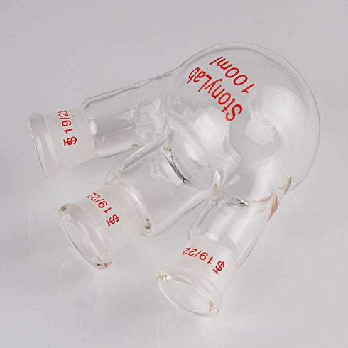 stonylab Glass 100 mL Heavy Wall 3 Neck Round Bottom Flask with Standard Taper Joint