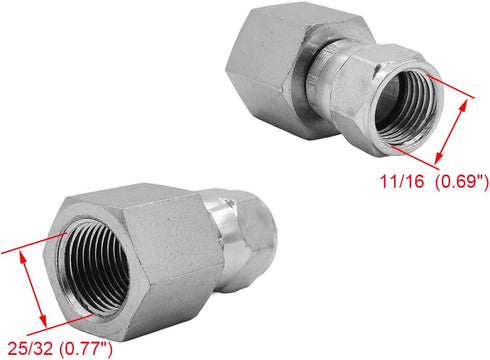 (2-PACK) 6506-08-08 Hydraulic Hose Adapter Fitting 1/2" Female (1/2-14 NPTF) × 1/2" Female JIC 37° Swivel (3/4-16 UNF) Straight Pipe Joints Connector Carbon Steel by BEITERSTOE