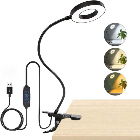 Clip on Light LED Reading Lamp, 3 Color Modes, 10 Brightness Eye Protection, 360 Flexible Gooseneck