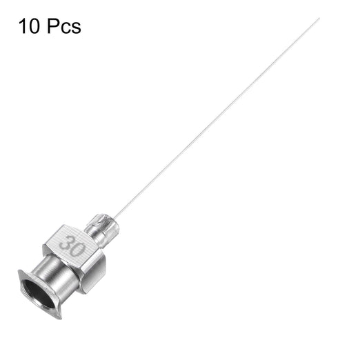 10pcs 30Gauge Stainless Steel Dispensing Needles, 1 1/2" Blunt Tips Luer Lock for Thick Liquids, Ink, Glue
