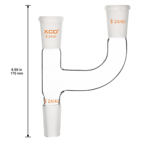 XCD Claisen Distillation Adapter, 3-Way Claisen Distillation Adapter with 24/40 Joints Lab Connecting Adapter