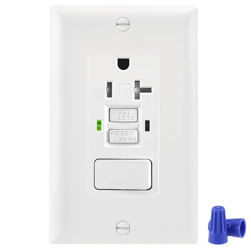 GFCI Outlet, Tamper Resistant GFCI Receptacle with Combination Switch, ETL Listed, White (TR20Amp)