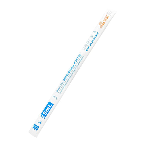 Polystyrene Serological Pipettes, 5ml Graduated Plastic Pipette, Individually Wrapped Sterile, Pack of 100