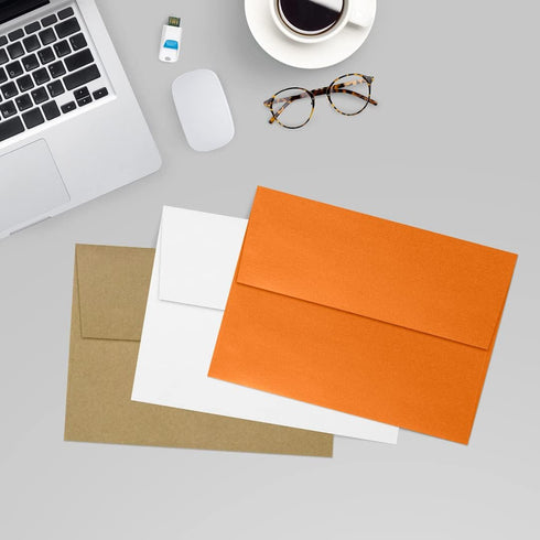 LUXPaper A7 Invitation Envelopes, Peel & Press, 5 1/4" x 7 1/4", Flame Metallic, 80lb Text, 50 Qty