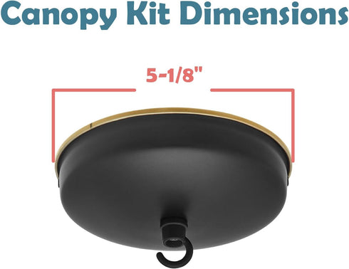 Aspen Creative 21526-11 Black,5-1/8" Diameter,11mm Ceiling Canopy Kit with Warm Brass Trim for Chandelier and Pendant
