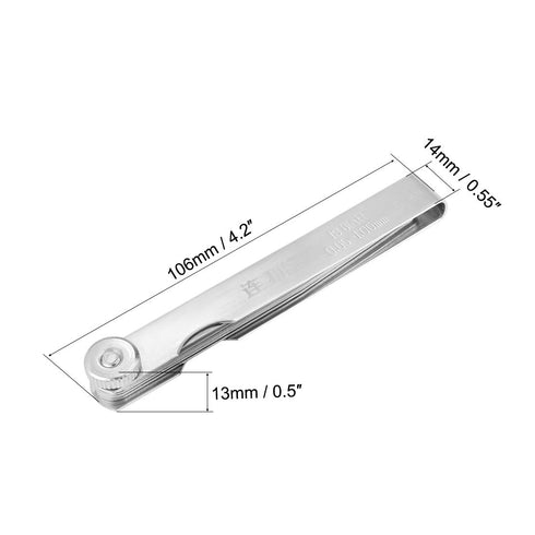 uxcell 0.05-1.00mm Metric Thickness Feeler Gauge - 13 Blades Mn Steel Measuring Tool for Gap Width