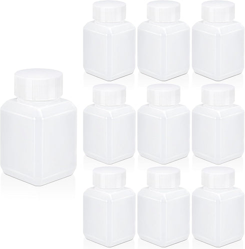 Plastic Container Lab Chemical Reagent Bottles 2oz for Liquid Solid Storage (Translucent, 10 PACK)