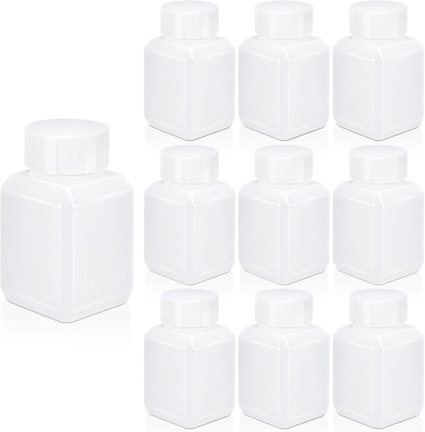 Plastic Container Lab Chemical Reagent Bottles 2oz for Liquid Solid Storage (Translucent, 10 PACK)