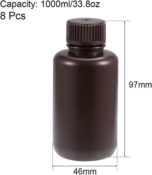 uxcell Plastic Lab Chemical Reagent Bottle 100ml/3.4oz Small Mouth Sample Sealing Liquid Storage Container Brown 8pcs by uxcell