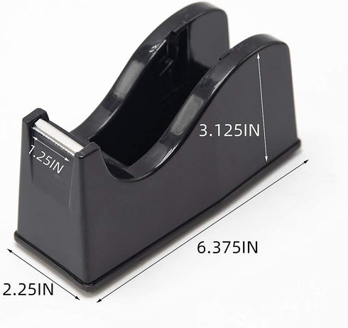 Desktop Tape Dispenser Adhesive Roll Holder (Fits 1" & 3" Core) with Weighted Nonskid Base Black by ihomecooker