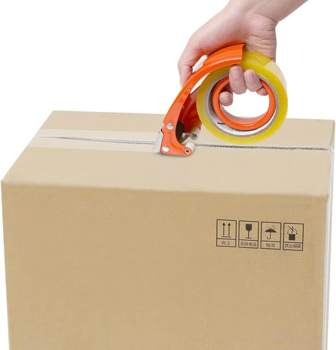 PROSUN 2 Pack Metal Packing Tape Dispenser Gun: 2-inch Wide Tape Dispensers/3-Inch Inner Paper Core (2" Orange + 2"