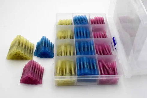 200pcs Heat Shrink Butt Connectors Terminals, Electronic Insulated Waterproof Marine Automotive Copper Wire Electrical