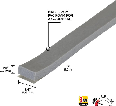 M-D Building Products 02238 Gray Foam Window Seal, 1/8 in. x 1/4 in. x 17 ft.