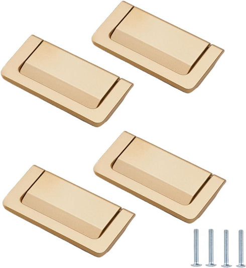 SANCHAKOU Zinc Alloy Cabinet Handles 4-Pack Bedside Table Concealed Buckle Flat Handle Sliding