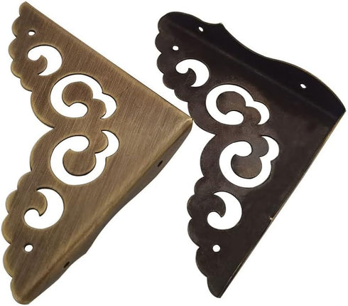Corner Protector Edge, 4 Pcs Antique Metal Decorative Box Bumpers for Cabinet Jewelry Box Furniture Hardware