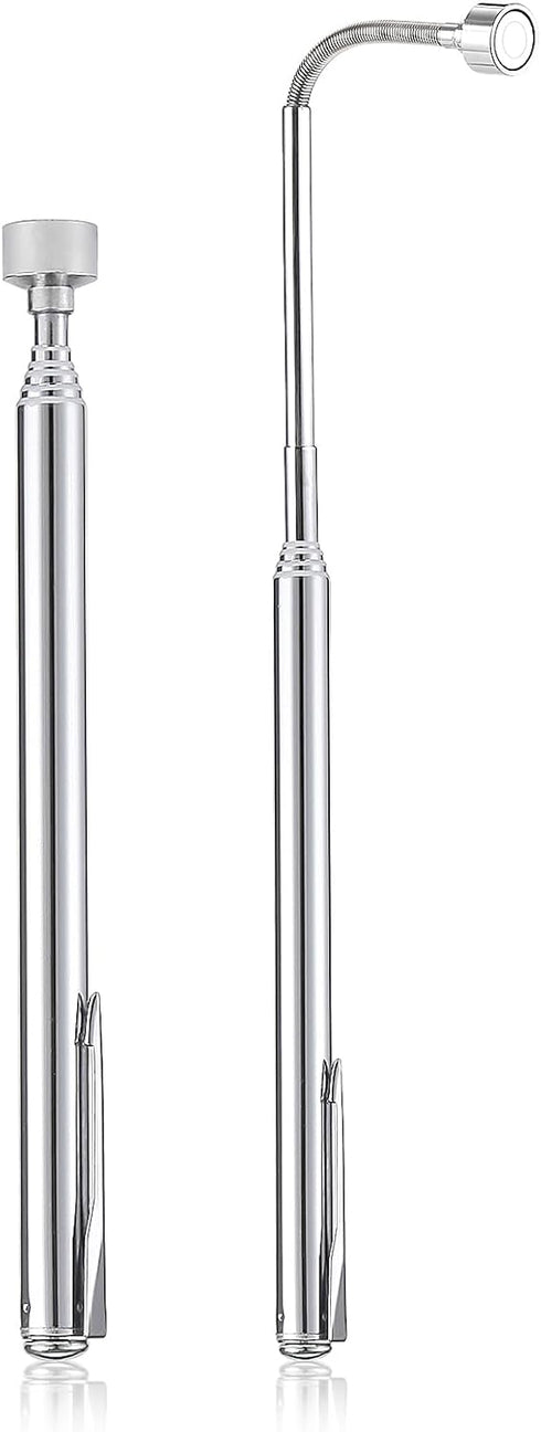 Rechabite 2 Pieces 5 LBS Flexible Magnetic Pickup Tool Set, 23.6" Bendable Extension Pick Up with Pen Clip Design