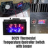 DC 12V All Purpose Digital Temperature Controller Thermostat with Sensor, Programmable Dual Color LED Display