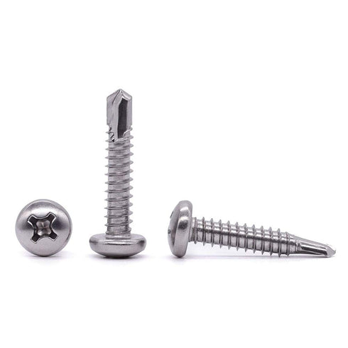 #8 x 3/4" Pan Head Self Drilling Screws, Phillips Drive, 410 Stainless Steel Sheet Metal Screws, Pack of 100