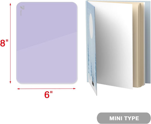 TOWON Small Glass Dry Erase Board, Mini Desk White Board with Easel Pad Set, 8 x 6 Inches, Purple
