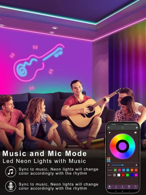 Ledagic 10ft IP65 Rgb Led Neon Rope Lights with Remote App Control, Waterproof Neon Strip Lights for Outdoor, DIY