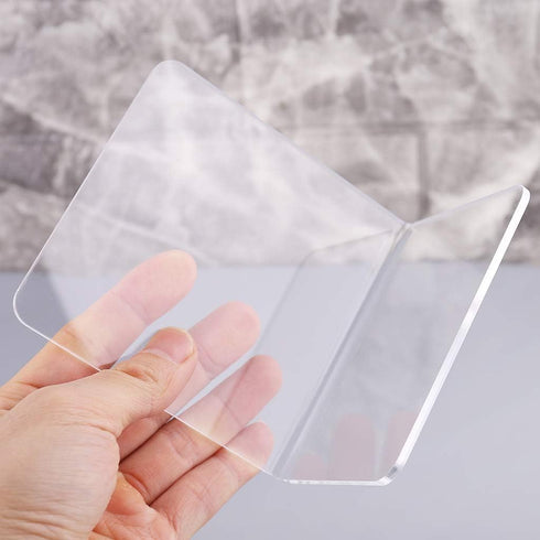 YS0911 2Pcs Clear Acrylic Bookends L-Shaped Desk Organizer Desktop Holder School S Stands for Display Plastic
