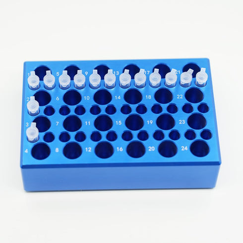 1 Pcs Aluminum Cooler Cooling Block PCR Test Tube Racks, 24-Well for 1.5ml/2ml Tubes, 36-Well for 0.2ml PCR Tubes