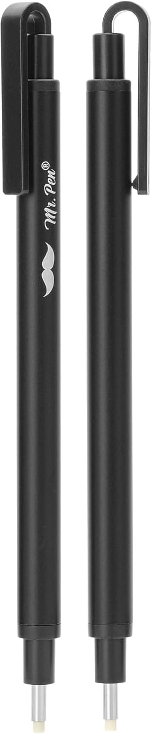Mr. Pen Pen Style Eraser, 2 Pack - Square & Round Tip Eraser Pen, Precision Eraser for Drawing, Artist Eraser