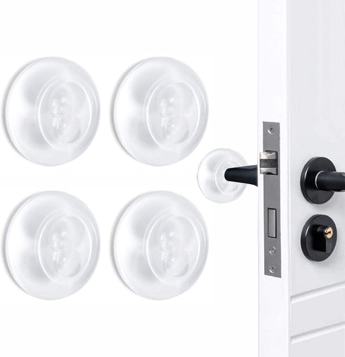 Door Stopper Wall Protector, Reusable Rubber Door Stops, Adhesive Bumper Protector for Door Knobs (Clear, 4 Pcs)