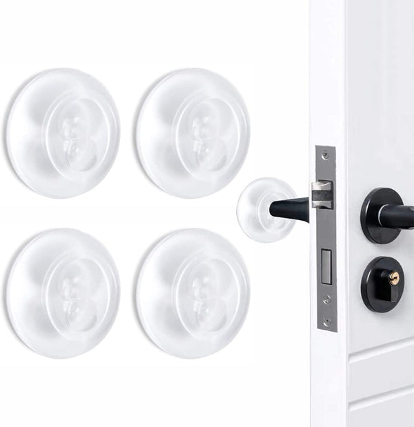 Door Stopper Wall Protector, Reusable Rubber Door Stops, Adhesive Bumper Protector for Door Knobs (Clear, 4 Pcs)
