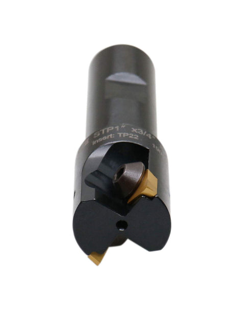 Accusize Industrial Tools Indexable End Mill with 2 Pcs TPG22 Carbide Inserts, 1'' Cutting Diameter