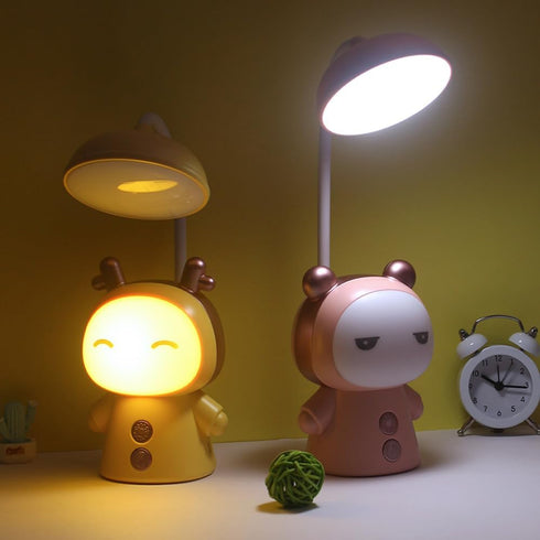 Kids Desk Lamp with Night Light, Cute Cartoon 360 Goose Neck LED Folding Reading Light for Bedroom, Study Table