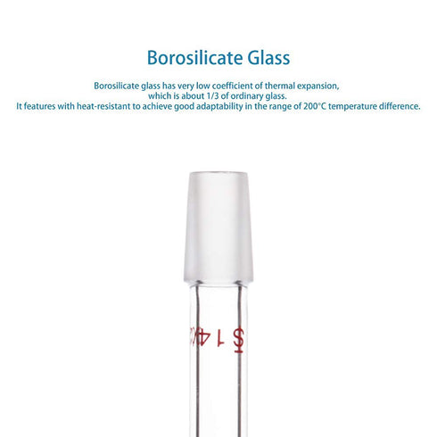 stonylab Glass 14/20 Straight Laboratory Adapter, Borosilicate Glass, 30 mm Between Two 14/20 Ground Joints (70 mm)