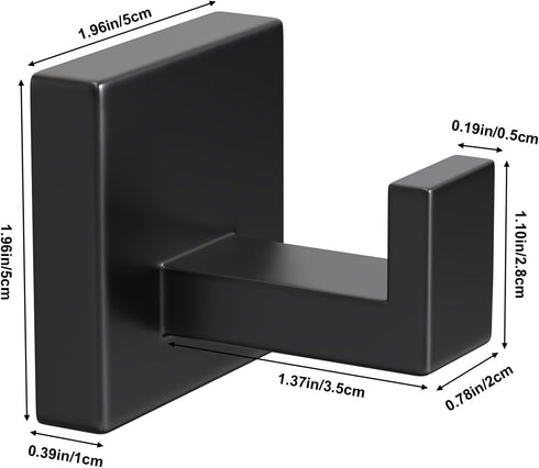 VAEHOLD 4 Pack Robe Towel Hooks for Bathrooms - Matte Black Heavy Duty Wall Mounted Shower Hooks for Kitchen