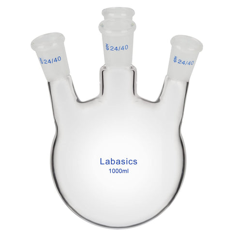 4 Neck Round Bottom Flask RBF, Heavy Wall Borosilicate Glass, 1000 ml, 4 Bevel Necks, 24/40 Joint