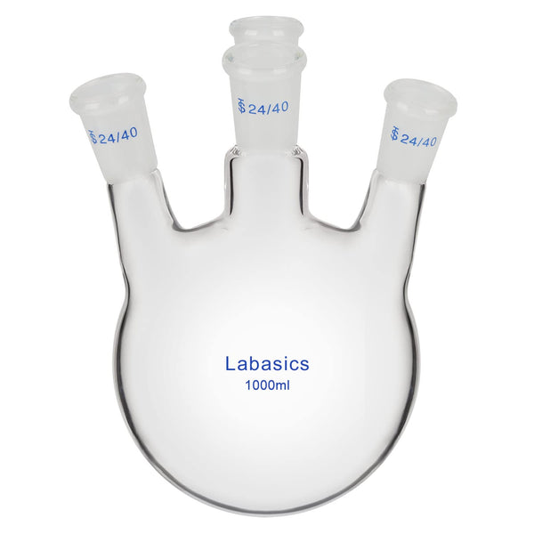 4 Neck Round Bottom Flask RBF, Heavy Wall Borosilicate Glass, 1000 ml, 4 Bevel Necks, 24/40 Joint