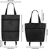 YASYU 2 1 Foldable Shopping Trolley with Wheels - in Reusable Grocery Tote Bag - Collapsible Shopping Cart - Travel Bag