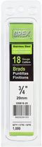 Grex GSB18-20 3/4 In. 18 Ga. Brad Nails, Stainless Steel 304, 1M