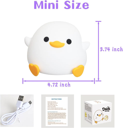 7 Duck Night Light for Kids, Colors Cute Duck Bedside Lamp for Baby Nursery, Rechargeable Silicone Squishy Night Light