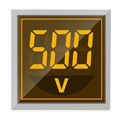 Digital Display AC Voltage Indicator 22mm Square Head LED Tester AC50~500V Voltmeter Monitor (Yellow)