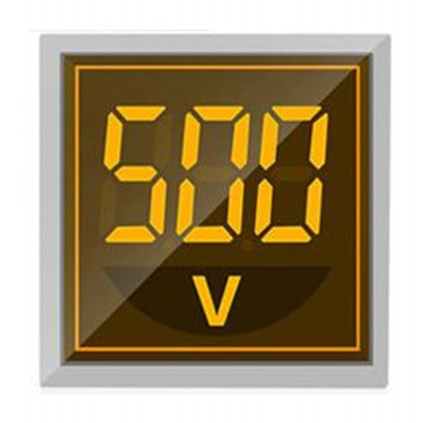 Digital Display AC Voltage Indicator 22mm Square Head LED Tester AC50~500V Voltmeter Monitor (Yellow)